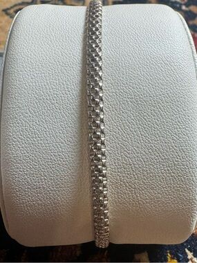 925 Sterling Silver Box Link Bracelet 7 Inch Minimal Chain Jewelry